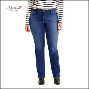 Plus Size Straight Leg Jeans Mid Rise Comfort Fit